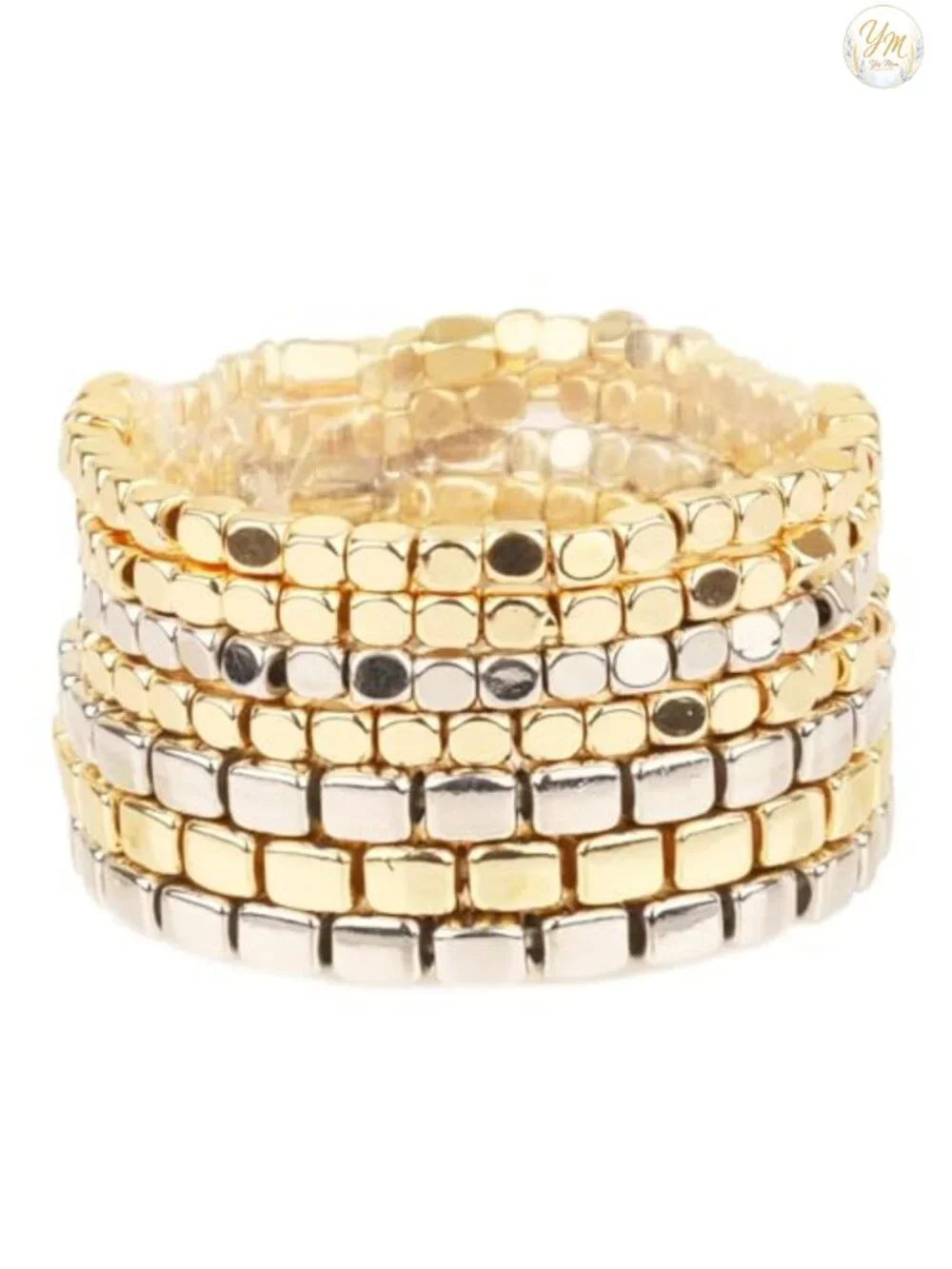 Chunky Nugget Multi-Strand Stretch Bracelet Set of 7